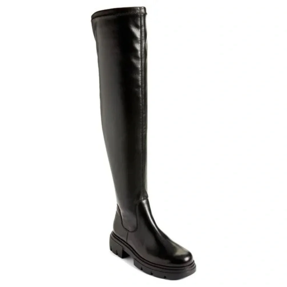 $550 PAUL GREEN Osborne Over the Knee Boot LEATHER CHUNKY BLACK
